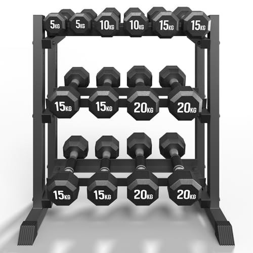 Hantelständer mit 3 Regalen, Hantelablage...