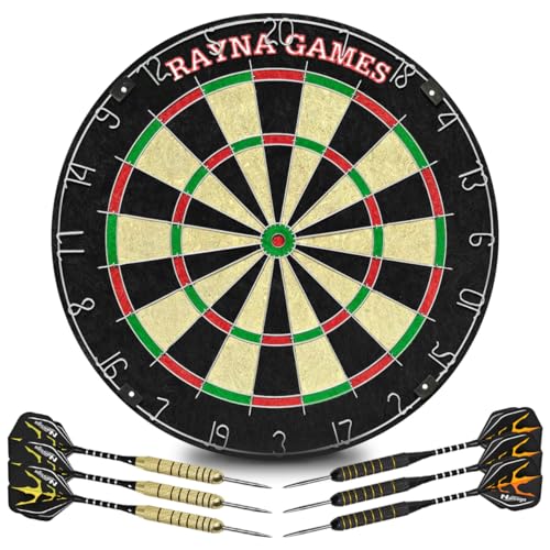 Dartscheibe Kork mit 6 Dartpfeile,Zahlenring...