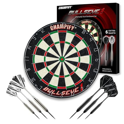 Champify® Dartscheibe Steeldart inkl. 6...